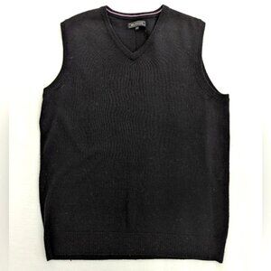 Bellissimo wool blend knit black vest V-neck men's Large